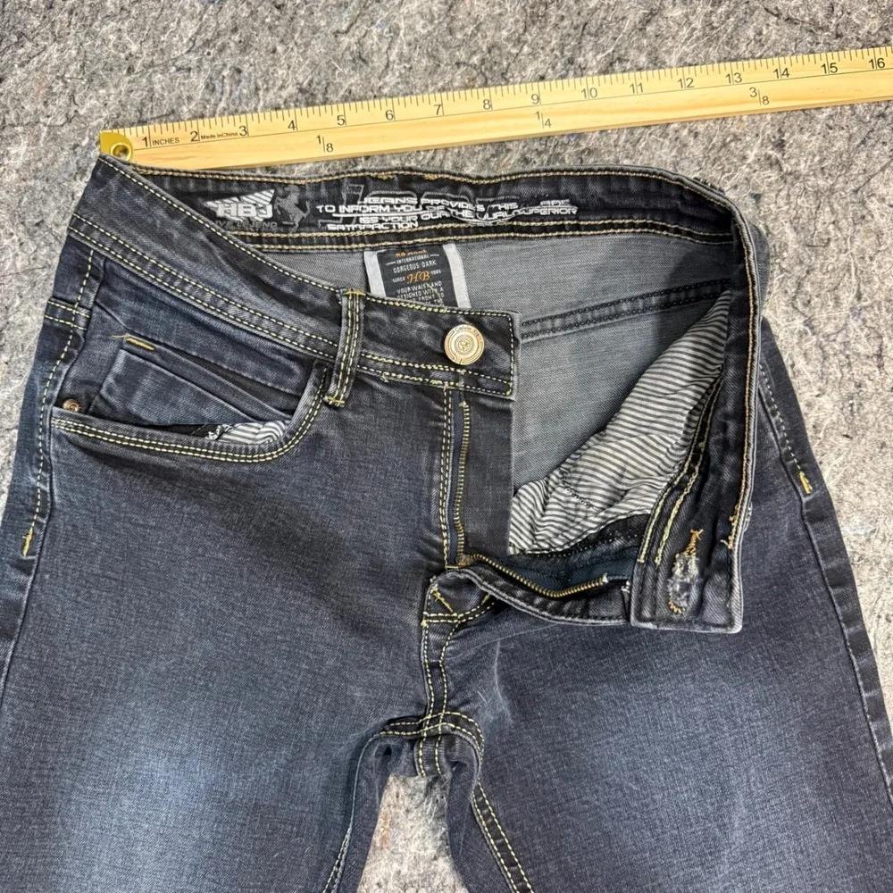 HB Jeans International Gorgeous Dark Slim Fit Faded Black Denim Jeans 28x32‎